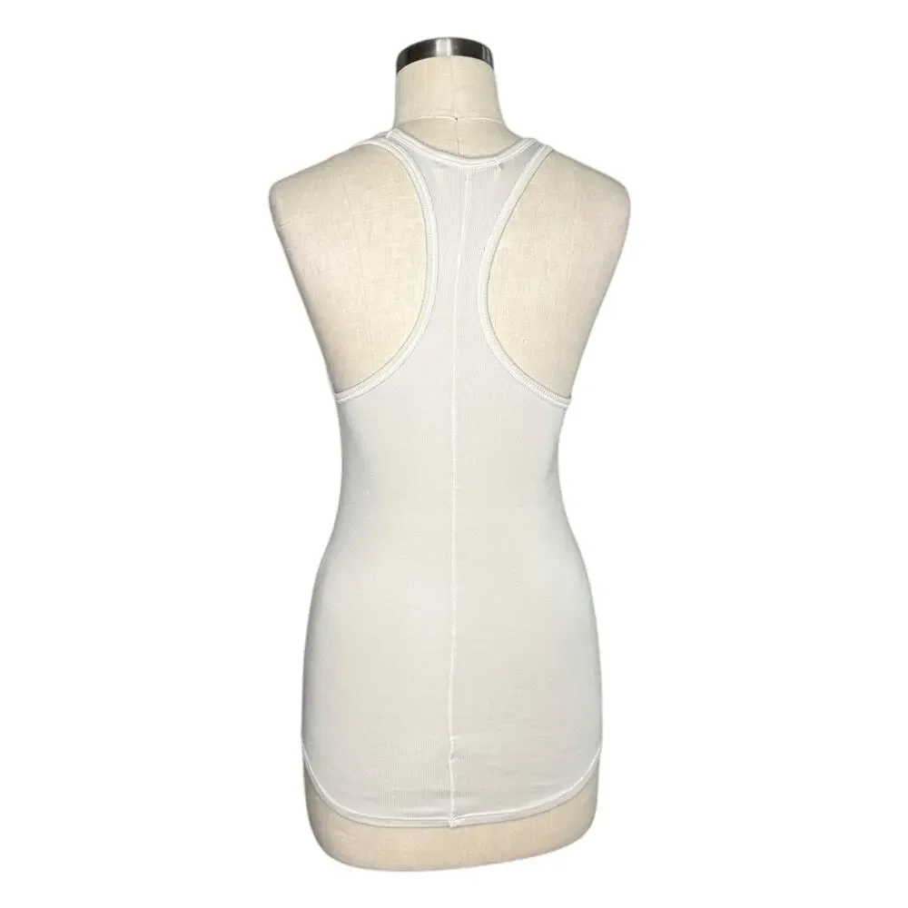 STATESIDE Basic Cream Ribbed Knit Racerback Tank Top Women's Size‎ Small S - Picture 3 of 5